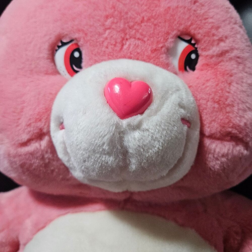 2003 Care Bears Lots of Love Pink Plush Embroidered Hearts 24" Stuffed Animal - Picture 3 of 6